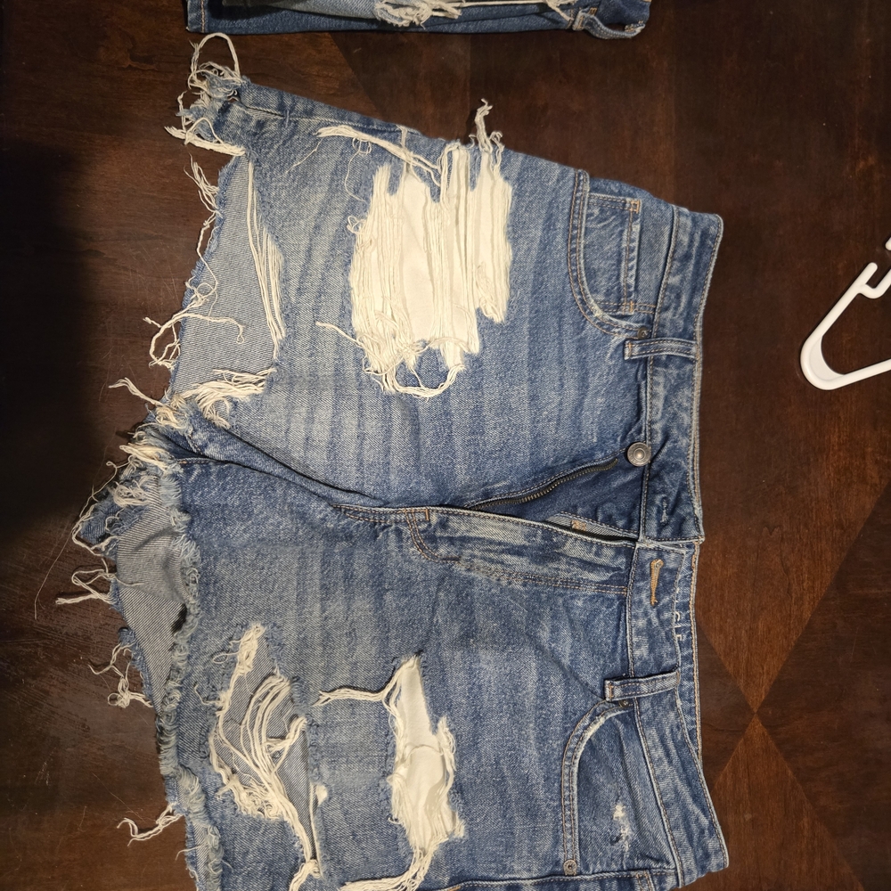 American Eagle Outfitters Light Blue Distressed Denim Cutoff Shorts